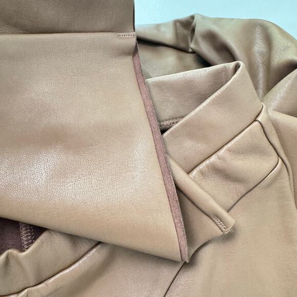 Skims Jasper Brown Faux Leather Seamed Bootcut Pants Mid Rise Stretch Size S - Picture 12 of 13